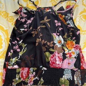 579 Black Floral Tank Top